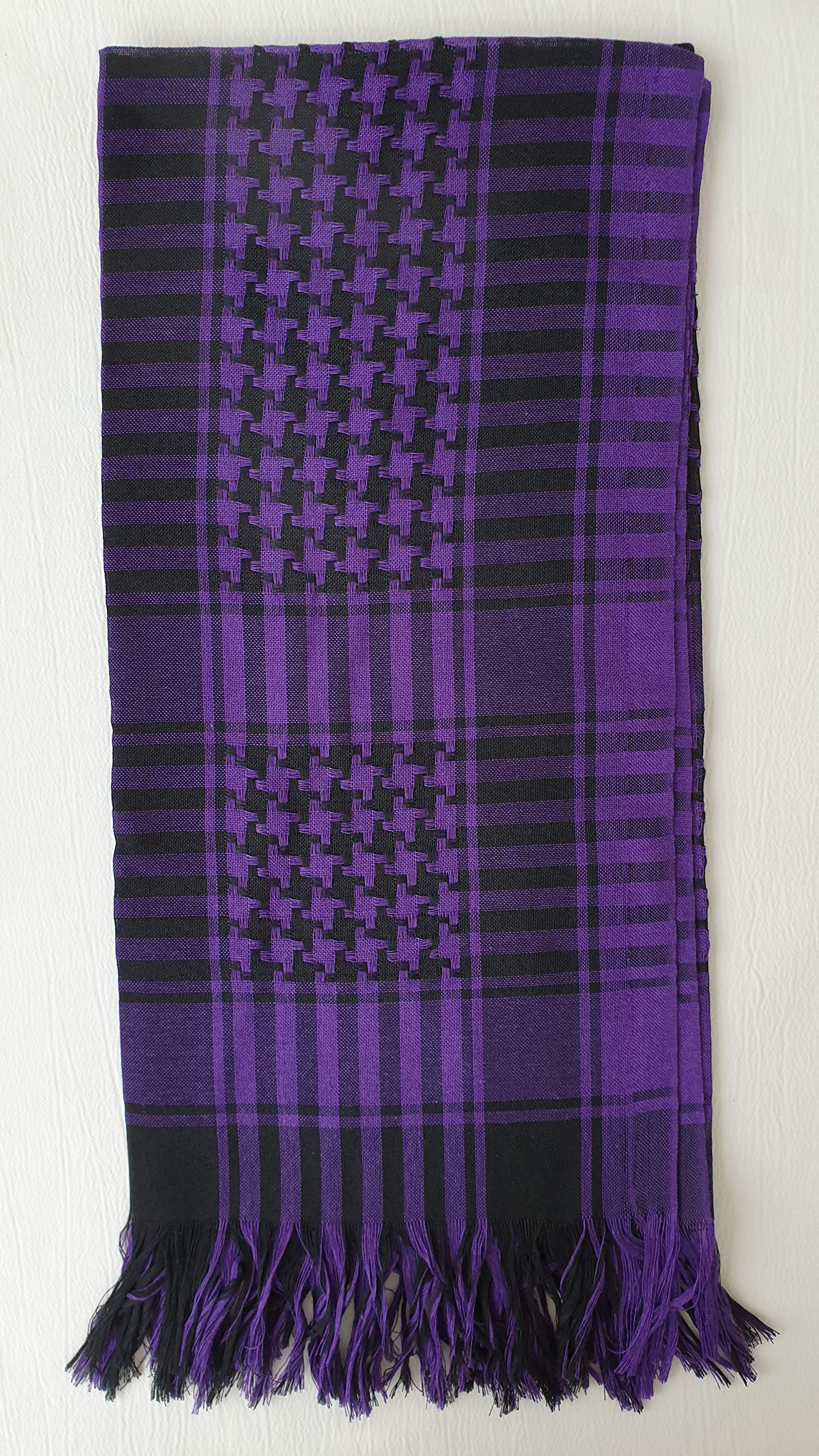 Houndstooth Keffiyeh Shemagh Military Scarf Bandana Head Wrap Tactical Gear for Men and Women Neck Gaiter (Purple)