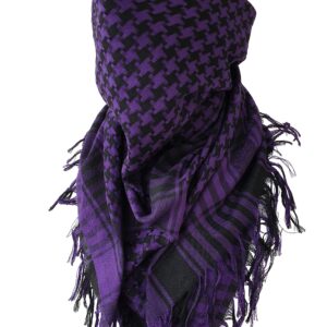 Houndstooth Keffiyeh Shemagh Military Scarf Bandana Head Wrap Tactical Gear for Men and Women Neck Gaiter (Purple)