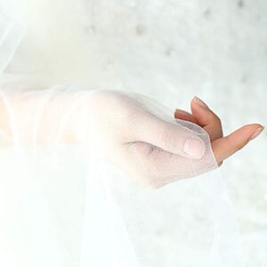 Unsutuo 1 Tier Bride Wedding Veil Ivory Fingertip Bridal Tulle Veil with Comb and Cut Edge (Ivory)