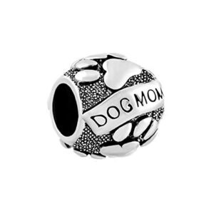 SBI Jewelry Paw Print Dog Mom Charm Compatible with Pandora Charm Bracelet Christmas Family Necklace Pendant Gift Pet Bead Silver Anniversary Birthday