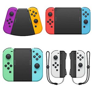 fanpl 5 in 1 hand grip connector for nintendo switch joy con & oled model joy con, comfort game handle connector with wrist strap for joy cons