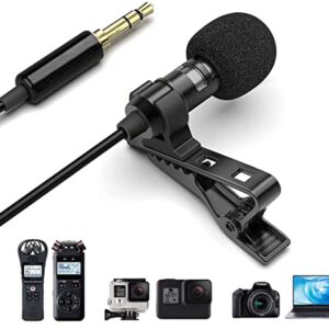 AGD Professional External TRS 3.5 Lavalier Lapel Microphone Clip-on Lav Mini Mic Compatible with Rode Wireless Transmitter Go GoPro MediaMod Zoom Tascam Audio Recorder DSLR Canon Nikon Sony YouTube