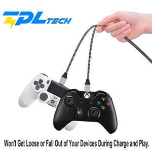 TPLTECH Cord for Charging Xbox One Controller Nylon-braided Controller USB Cable Durable Android Micro USB 2.0 Cable Compatible with Xbox One Controller Charger Cord 2Pack 10FT