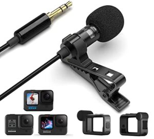 agd professional external trs 3.5 lavalier lapel microphone clip-on lav mini mic compatible with rode wireless transmitter go gopro mediamod zoom tascam audio recorder dslr canon nikon sony youtube