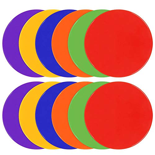 TuXHui Spot Markers 9 Inch Set of 12 Non Slip Rubber Agility Markers Flat Field Cones Floor Dots for Soccer Basketball Sports Speed Agility Training and Drills