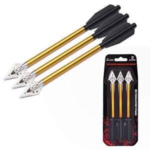 bow and arrow college mini crossbow bolts miniature crossbows arrows gold aluminum body with screw tip broadhead(pack of 3)