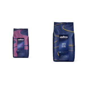 lavazza gran riserva and super crema whole bean coffee blends, dark and light-medium espresso roasts, 2.2-pound bags (2 items)