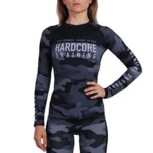 hardcore training night camo 2.0 women rash guard long sleeve compression base layer tight fitness yoga running gym workout