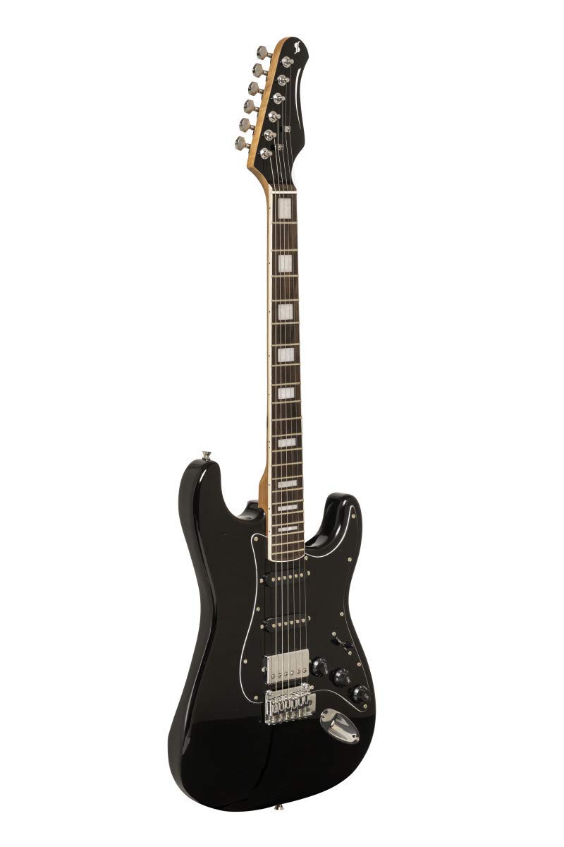 Stagg 6 String Solid-Body Electric Guitar, Right, Black, Full (SES-60 BLK)