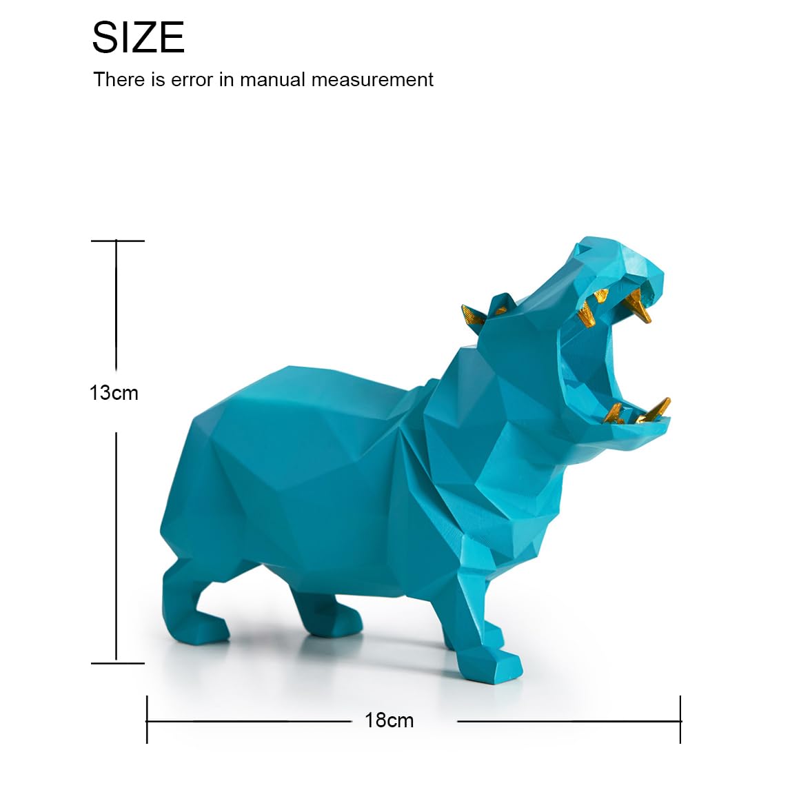 HAUCOZE Hippo Statue Sculpture Modern Decor Home Gifts Animal Figurine Table Centerpiece Crafts Polyresin Arts Blue 7.1inch