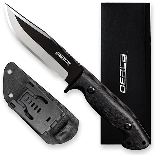 OERLA TAC OLK-033RD Outdoor Knife Fixed Blade Camping Hunting Survival Field Knife 420HC Full Tang Steel with Kydex Sheath and EDC Tactical Belt Clip