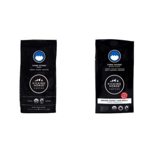 kicking horse coffee three sisters medium roast whole bean and ground coffee bundle (10 oz)