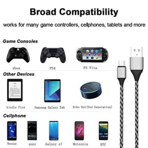 TPLTECH Cord for Charging Xbox One Controller Nylon-braided Controller USB Cable Durable Android Micro USB 2.0 Cable Compatible with Xbox One Controller Charger Cord 2Pack 10FT