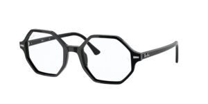 ray-ban rx5472 britt hexagonal prescription eyeglass frames, black/demo lens, 52 mm