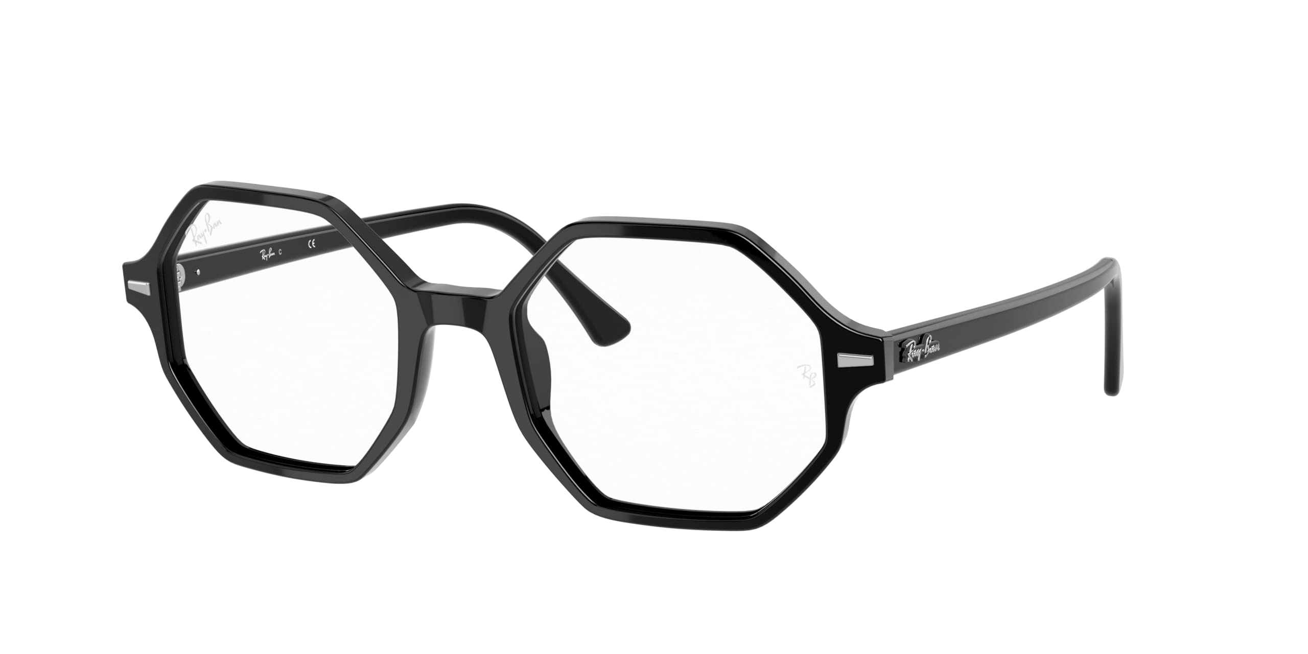 Ray-Ban RX5472 Britt Hexagonal Prescription Eyeglass Frames, Black/Demo Lens, 52 mm