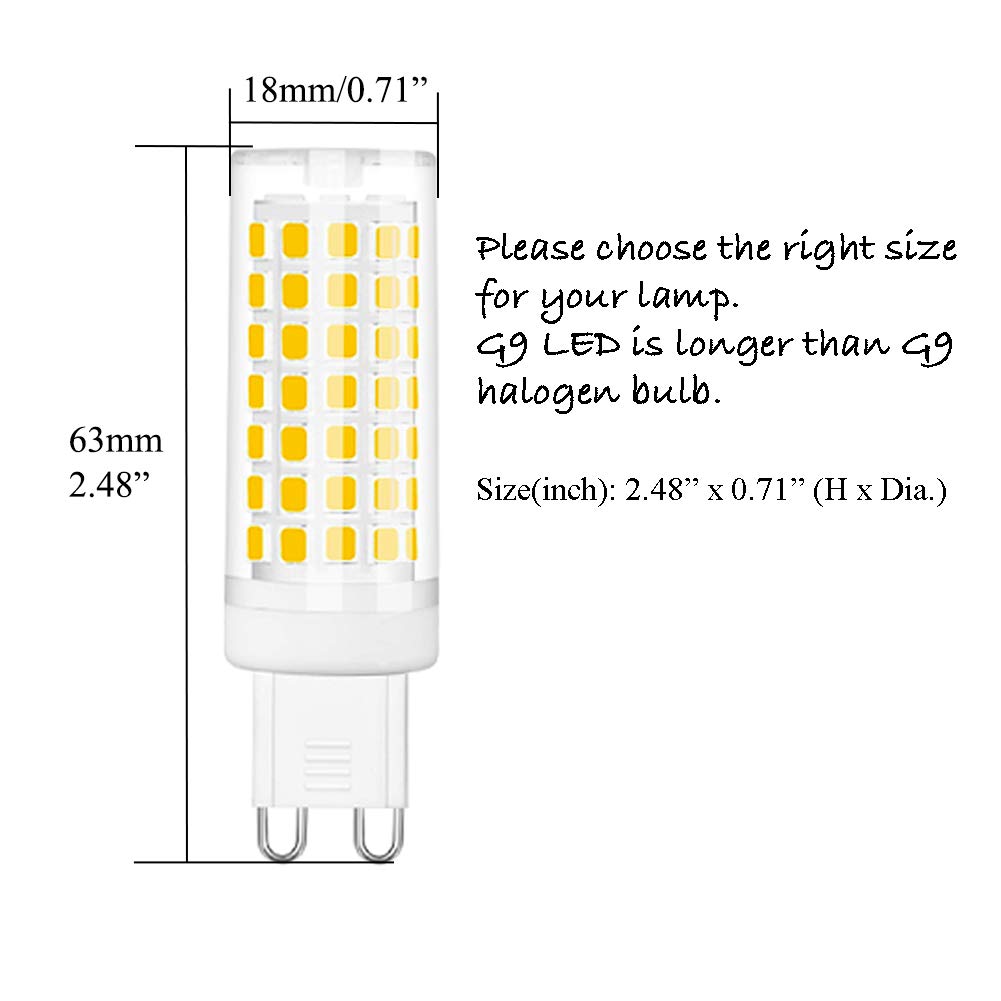 SumVibe G9 LED Bulb, 6W G9 LED Bulb Dimmable, G9 Halogen Bulb 60 Watt Equivalent, Daylight White 6000K G9 Bulb 550 Lumen,12-Pack