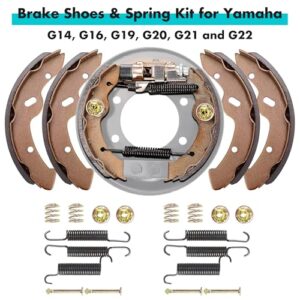 10L0L Golf Cart Brake Repair Kit, Brake Hub Drums & Brake Shoes & Bendix Brake Spring kit fit Yamaha G14, G16, G19, G22 G&E 1994-2006 Models,OEM JU0-G6521-00-00, JN6-F5331-01-00, JN3-F5331-00