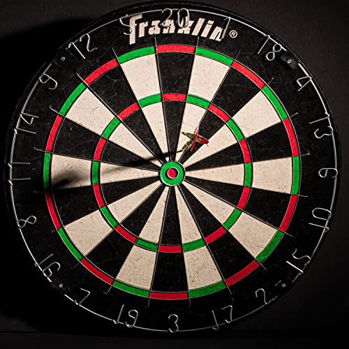 Franklin Sports Official Dartboard - Professional Regulation Size 18 inch Bristle Self Healing Dartboard - Metal Number Ring - Steel Tip Darts Dartboard,Black