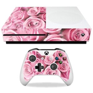 MightySkins Glossy Glitter Skin for Microsoft Xbox One S - Pink Roses | Protective, Durable High-Gloss Glitter Finish | Easy to Apply, Remove, and Change Styles | Made in The USA (GL-MIXBONES-Pink Roses)