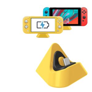 charging dock for nintendo switch lite, charging stand station compatible with nintendo switch (yellow)