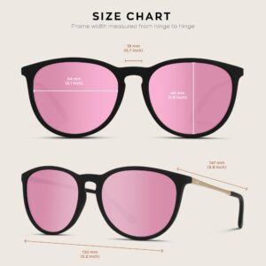 WMP Eyewear Round Sunglasses | Polarized UV Protection | Trendy Sunglasses for Women | Retro Designer Style