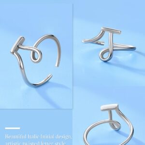 SILVERCUTE Initial J Ring Stacking Alphabet Monogram Jewelry 925 Sterling Silver Letter Ring for Women