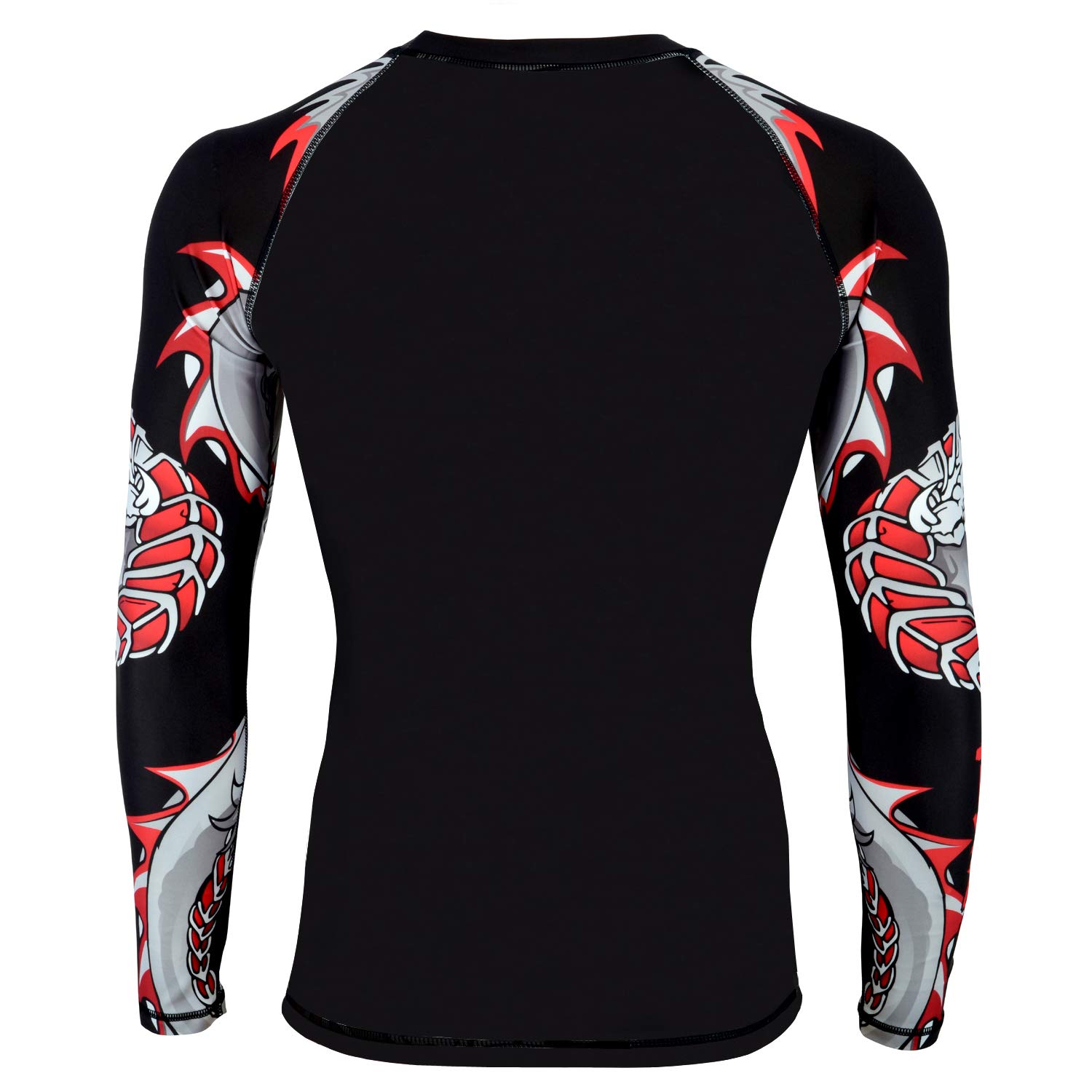 ROAR Rash Guard Short Sleeve MMA Grappling Jiu Jitsu Training Gear Fight Shirts (X-Large, Darken/Red Sleeve)