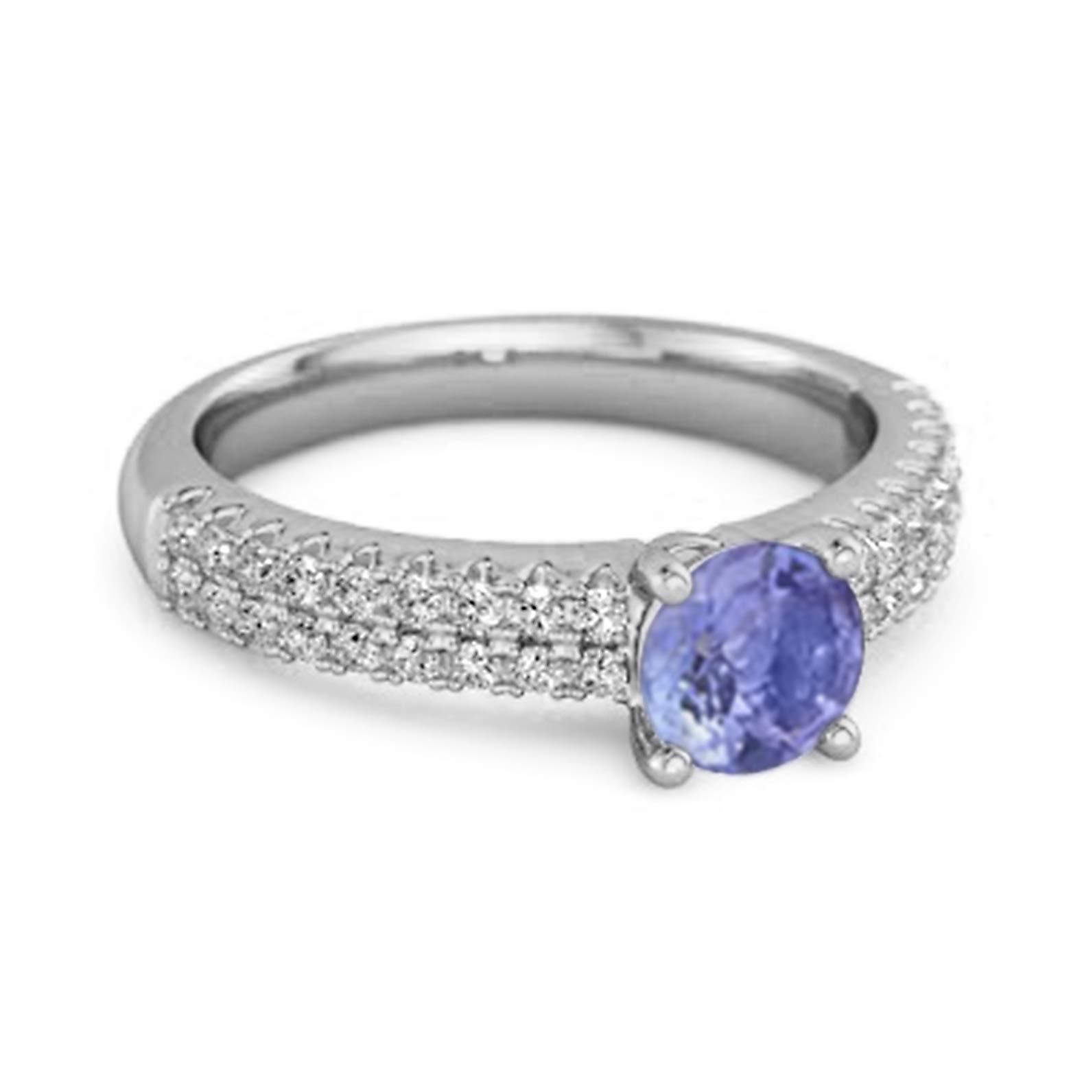 Shine Jewel Dual Band 0.10 Ctw Tanzanite Gemstone 925 Sterling Silver Stacking Ring (6.5)