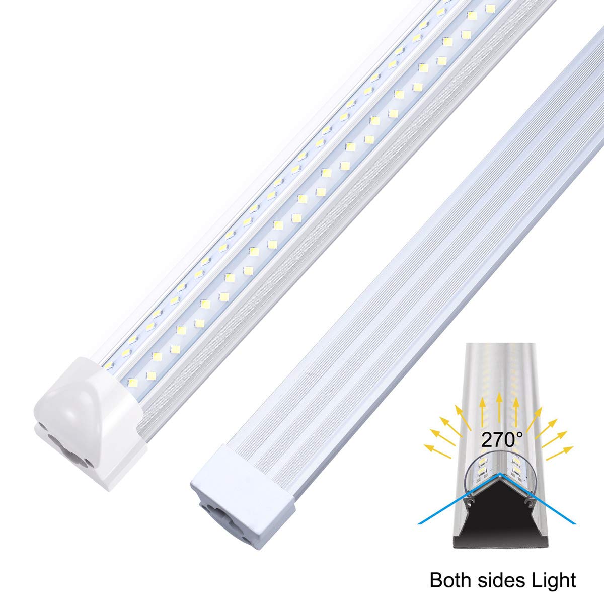 SOMLIGHT 8FT Led Shop Lights,Linkable LED Tube Light Fixture, 120W 14400LM 4 Rows LED, V Shape, Fluorescent Tubes Lights Replacements for Garage Warehouse, Plug and Play,(12-Pack)