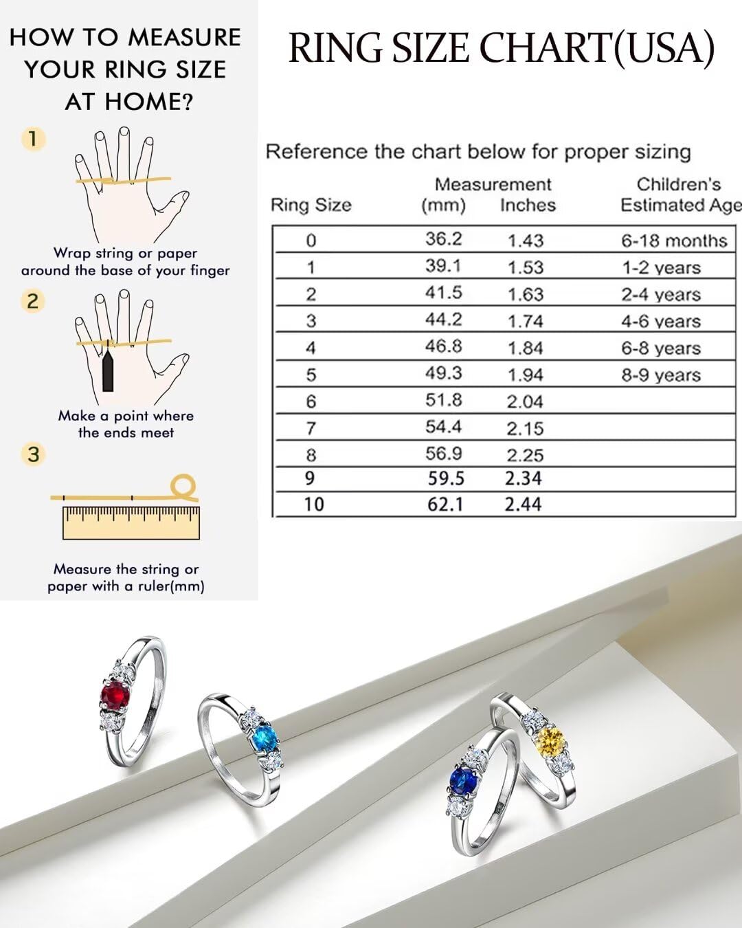 AILAAILA Kids Rings for Girls Birthstone Rings Size 1 2 3 4 Birthday Gifts Stainless Steel Jewelry Pink Diamond Rings for Women October Size 3