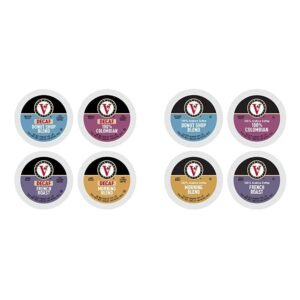 victor allen's coffee variety pack with decaf options, 96 count single serve coffee pods for keurig brewers