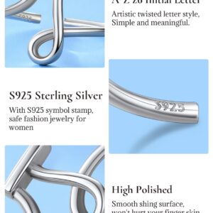 SILVERCUTE Initial J Ring Stacking Alphabet Monogram Jewelry 925 Sterling Silver Letter Ring for Women