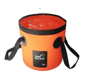 sunglow collapsible bucket, 5 gallons multifunctional portable collapsible fishing bucket -wash basin folding bucket -water container for fishing-camping-gardening (20l/5gallon(orange))