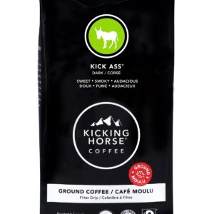 Kicking Horse Coffee Grizzly Claw Dark Roast Whole Bean and Kick Ass Dark Roast Ground Coffee Bundle (10 Oz)