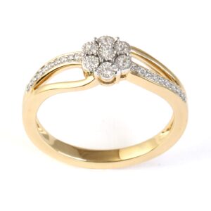 DZON Sterling Silver with Yellow Gold Plating 1/10 Ct TDW Diamond Promise Ring for Her