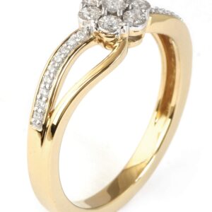 DZON Sterling Silver with Yellow Gold Plating 1/10 Ct TDW Diamond Promise Ring for Her