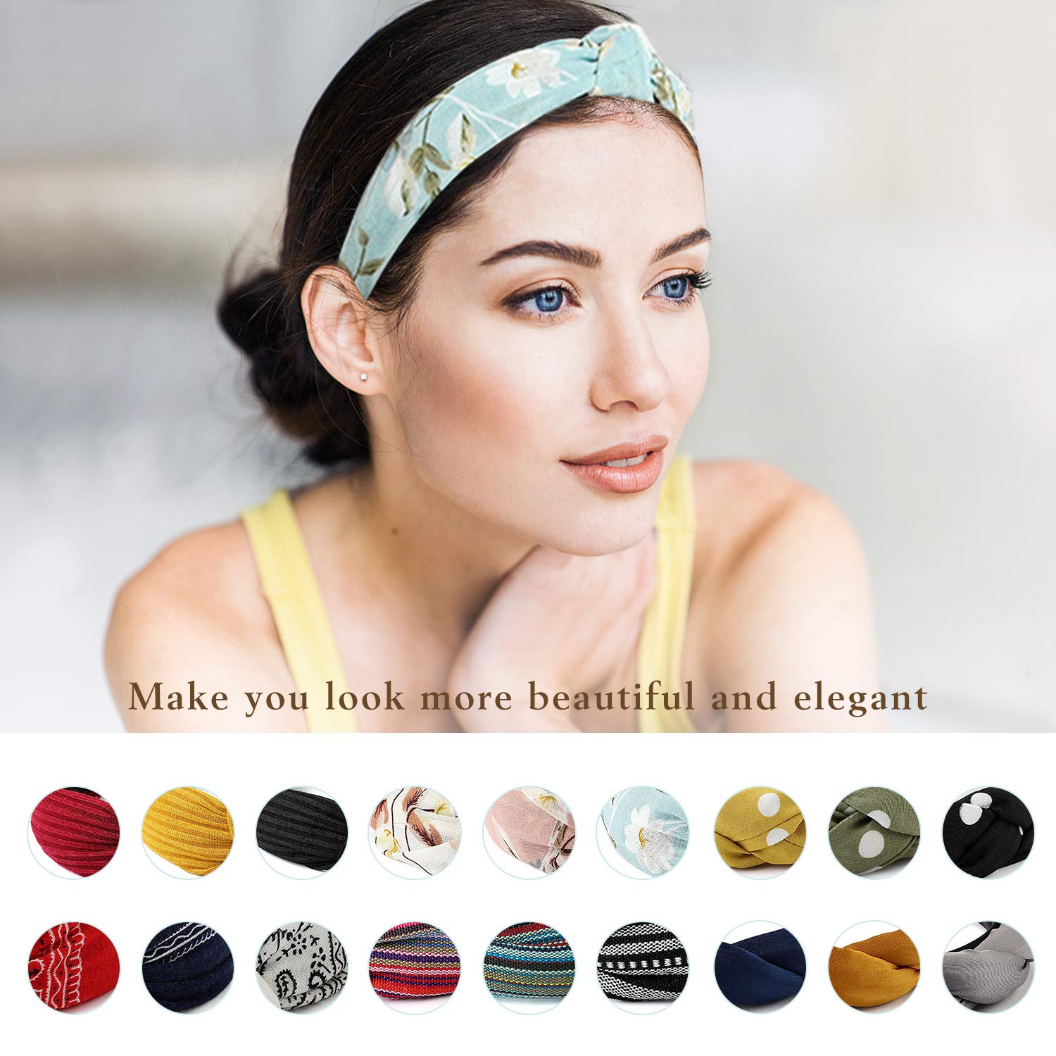 Gloppie Fashion Headbands Knotted Wide Headbands for Women Hair Accessories Workout Hairbands Top Knot Head Bands for Girls 3 Pack