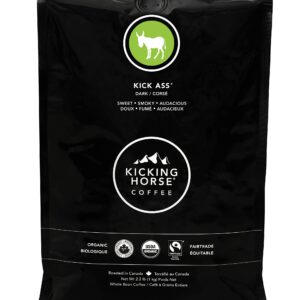 Kicking Horse Coffee, Kick Ass, Dark Roast, Whole Bean, Certified Organic, Fairtrade, Kosher Coffee, 2.2 lb, 35.2 Ounce & Kick Ass, Dark Roast, Ground, 10 oz - Certified Organic, Fairtrade