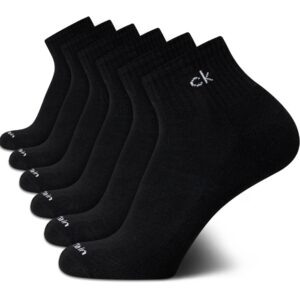 Calvin Klein Men's Socks - Cushioned Above Ankle Athletic Mini-Crew Socks (6 Pack), Size 7-12, Solid Black