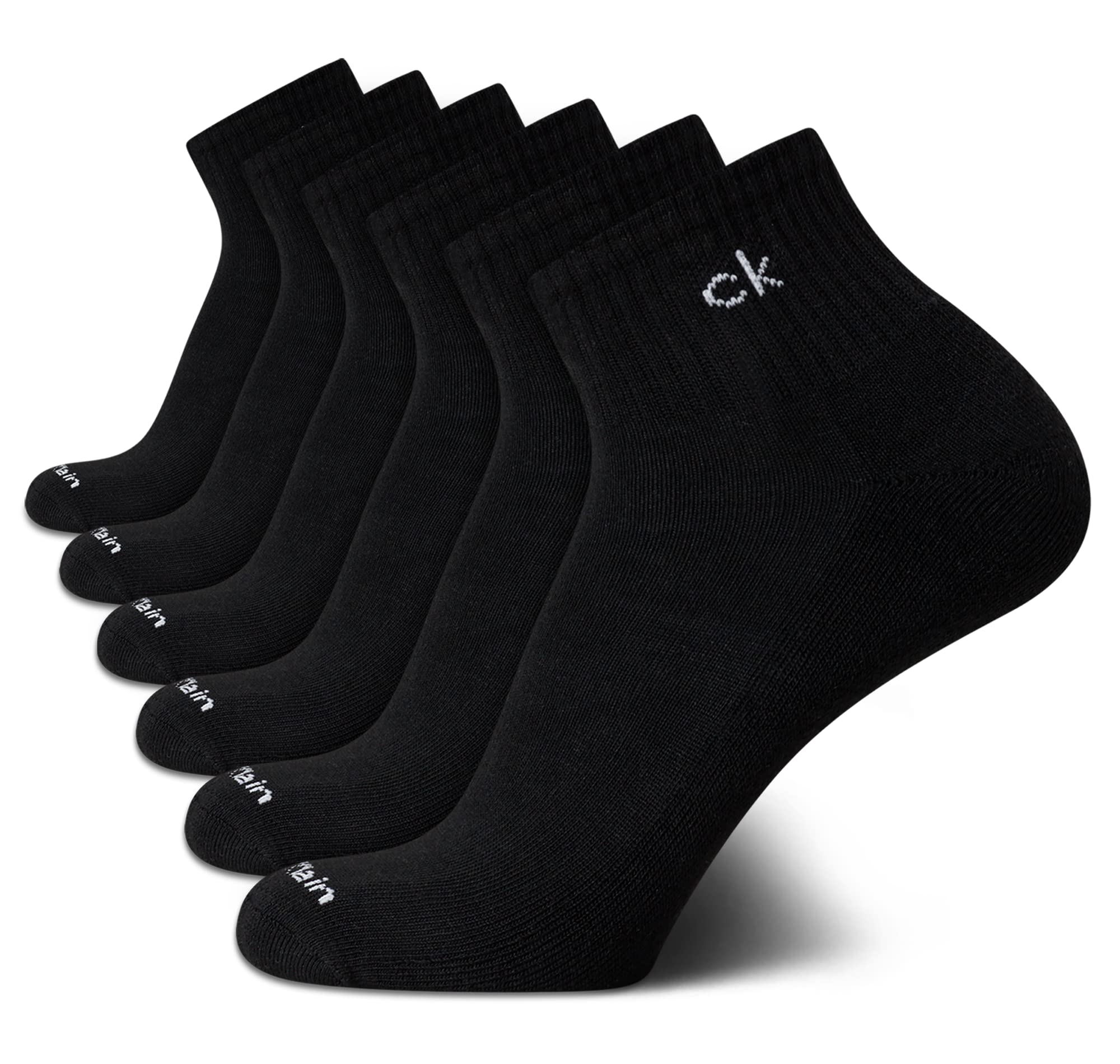 Calvin Klein Men's Socks - Cushioned Above Ankle Athletic Mini-Crew Socks (6 Pack), Size 7-12, Solid Black