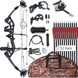 SinoArt Compound Bow 30-55lbs 24"-29.5" Archery Hunting Equipment Max Speed 310fps with Accessories Right Handed