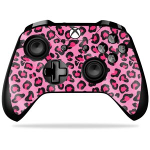 mightyskins glossy glitter skin for microsoft xbox one x controller - pink leopard | protective, durable high-gloss glitter finish | easy to apply, remove, and change styles | made in the usa (gl-mixbonxco-pink leopard)