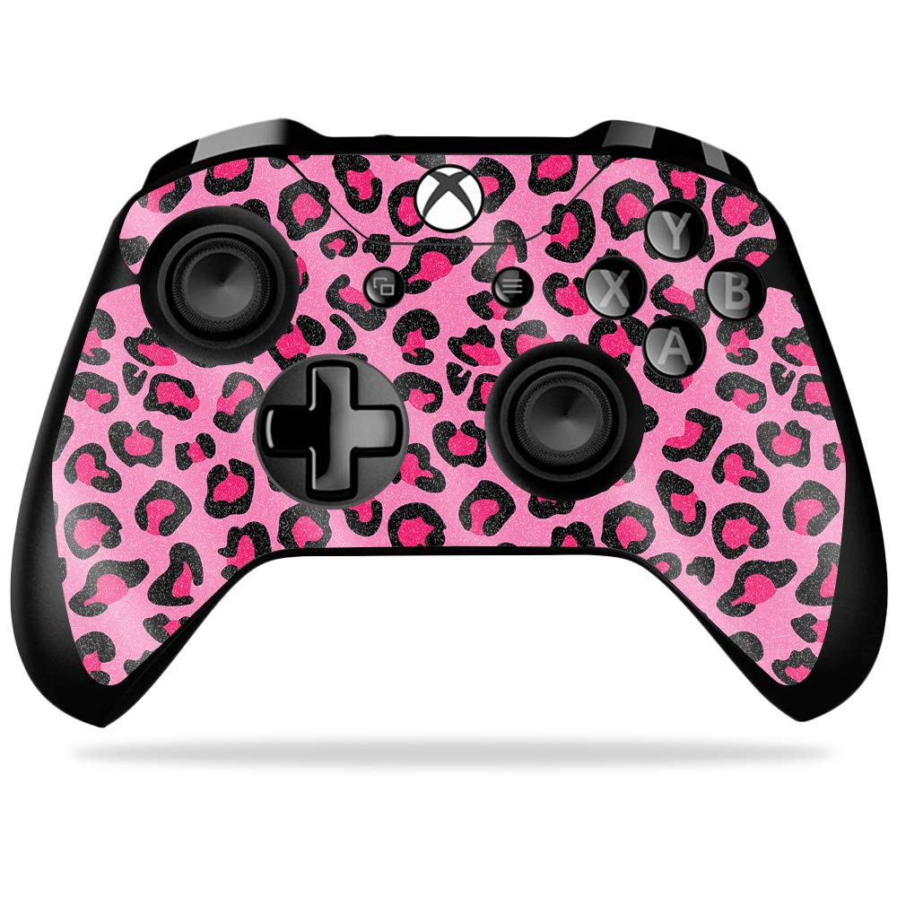 MightySkins Glossy Glitter Skin for Microsoft Xbox One X Controller - Pink Leopard | Protective, Durable High-Gloss Glitter Finish | Easy to Apply, Remove, and Change Styles | Made in The USA (GL-MIXBONXCO-Pink Leopard)