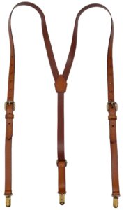 eurynome leather suspenders for men, brown genuine leather suspenders groomsmen gifts (01#, l)