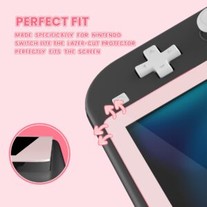 eXtremeRate 2 Pack Cherry Blossoms Pink Border Transparent HD Clear Protector Film, Tempered Glass Screen Protector for Nintendo Switch Lite