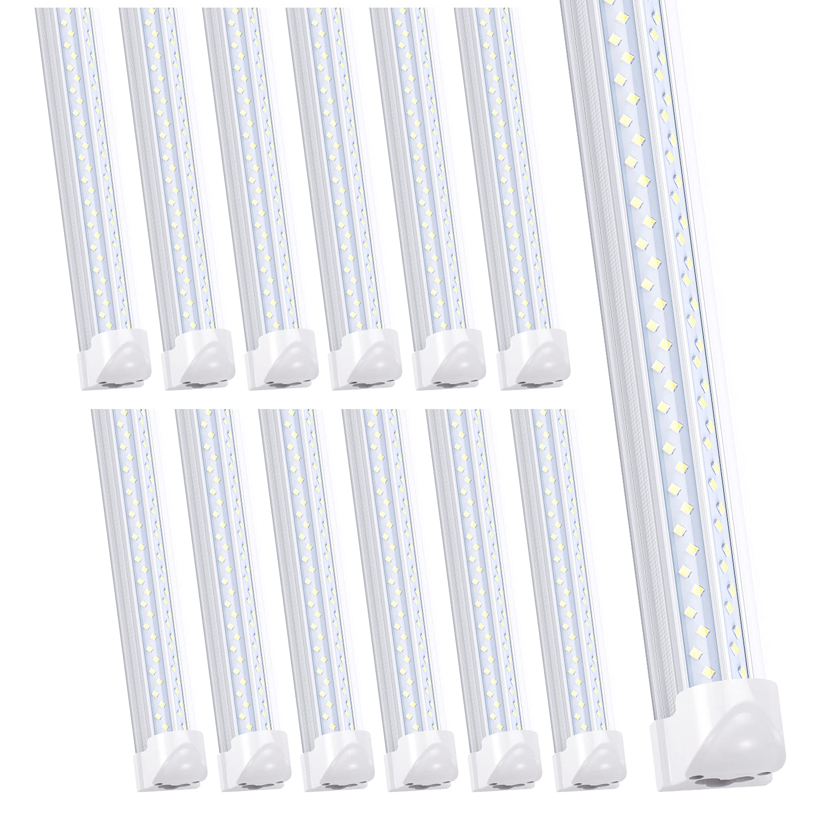 SOMLIGHT 8FT Led Shop Lights,Linkable LED Tube Light Fixture, 120W 14400LM 4 Rows LED, V Shape, Fluorescent Tubes Lights Replacements for Garage Warehouse, Plug and Play,(12-Pack)