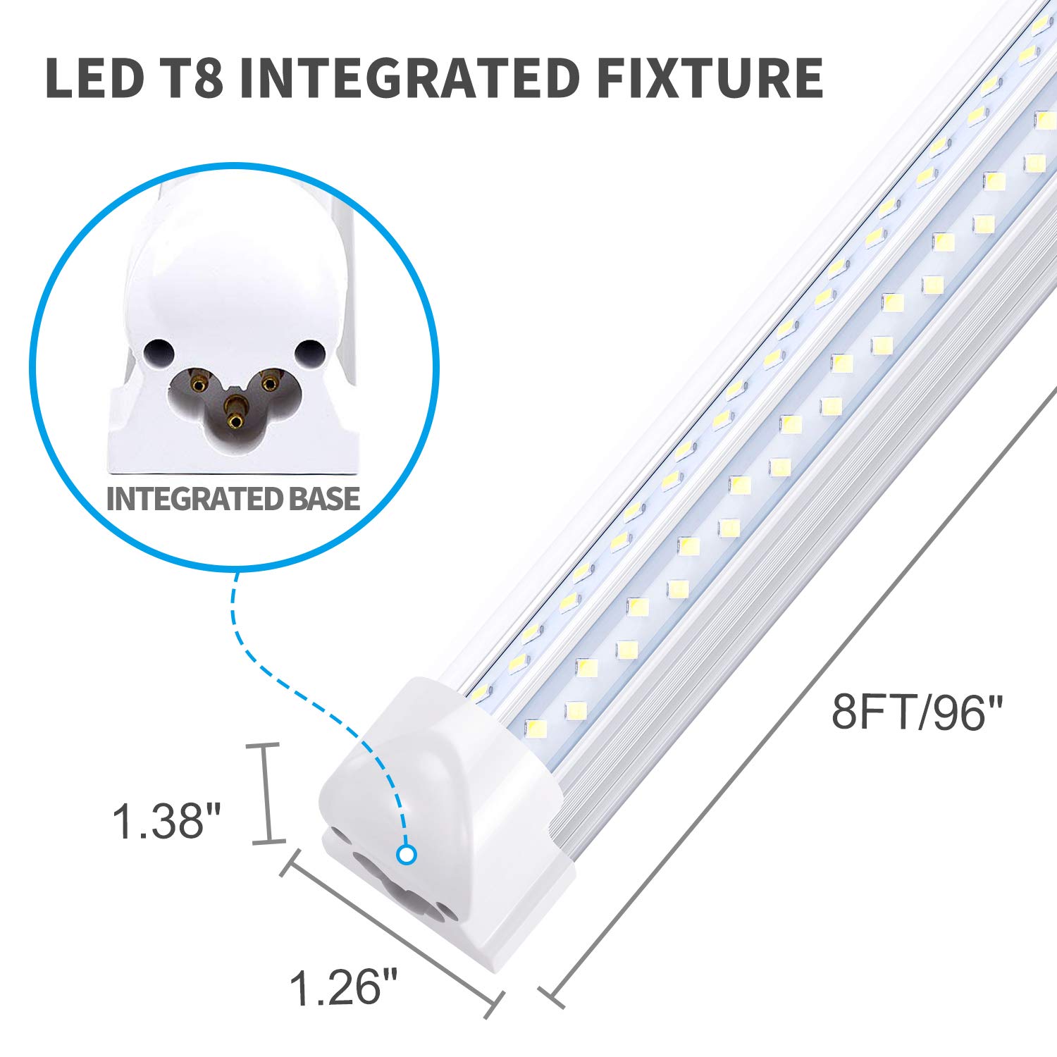 SOMLIGHT 8FT Led Shop Lights,Linkable LED Tube Light Fixture, 120W 14400LM 4 Rows LED, V Shape, Fluorescent Tubes Lights Replacements for Garage Warehouse, Plug and Play,(12-Pack)