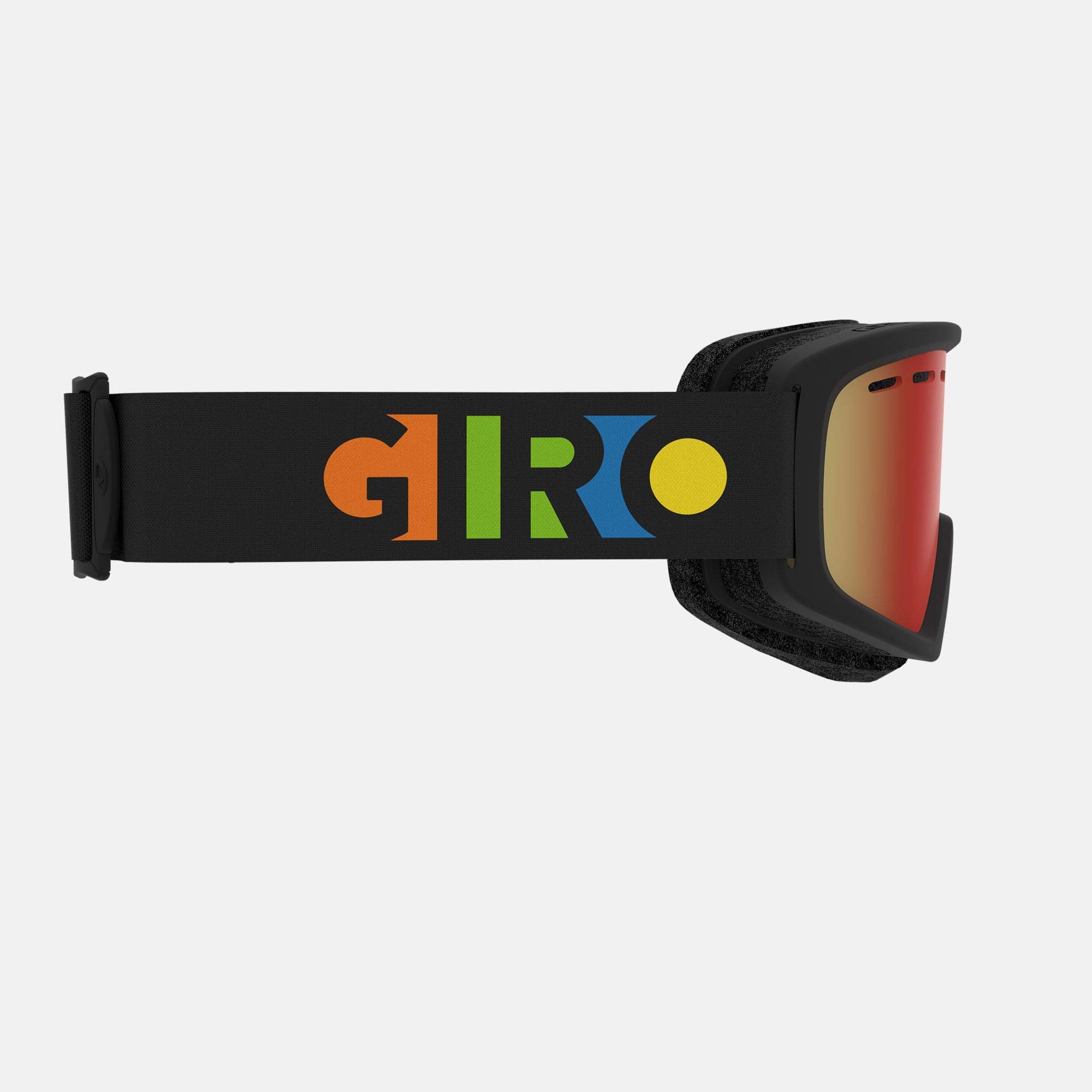 Giro Rev Youth Snow Goggles - Party Blocks Strap with Amber Scarlet Lens (2021)