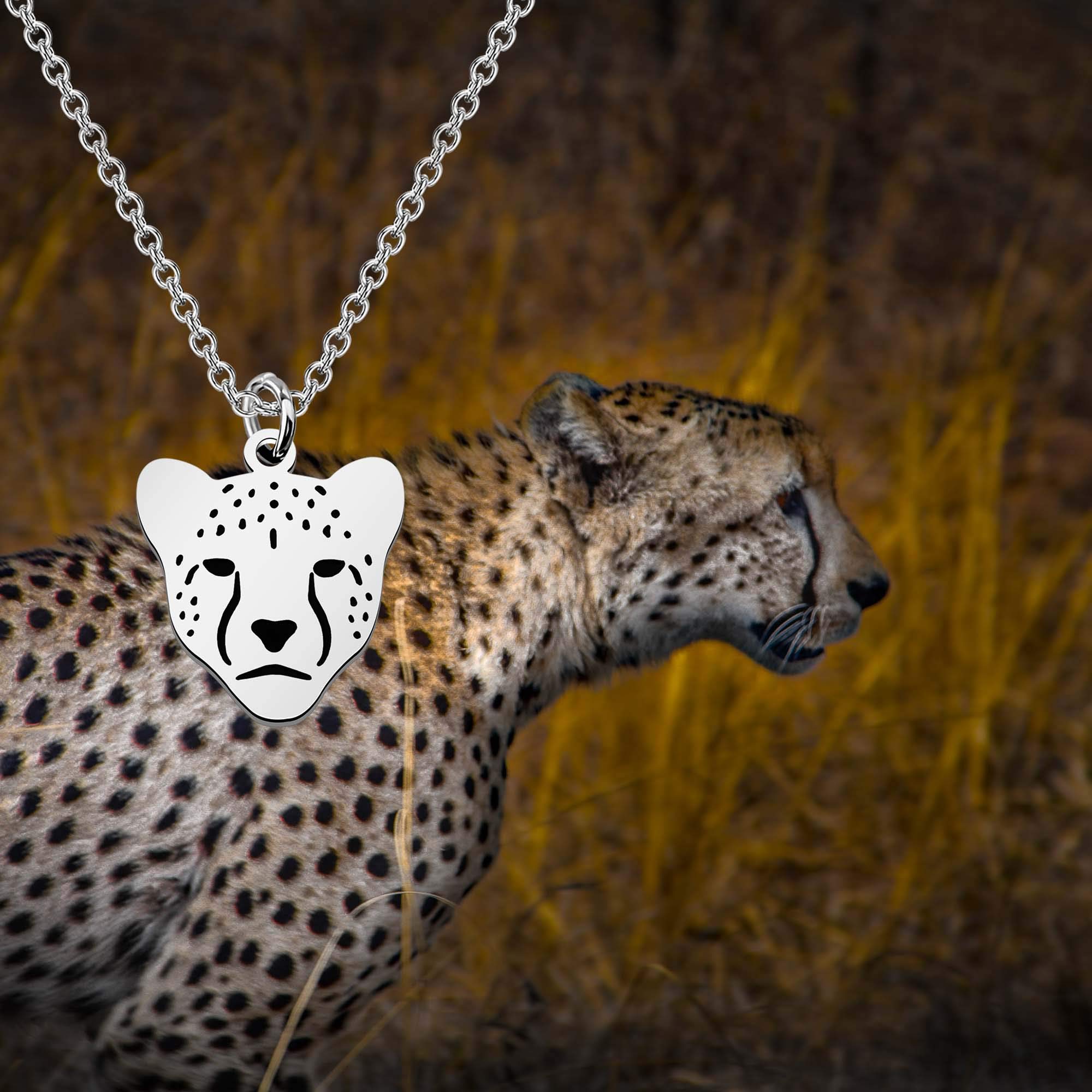 ENSIANTH Cheetah Necklace Cheetah Jewelry Cheetah Pendant Necklace Animal Lover Gift Cheetah Gift Safari Themed Gift Big Cat Necklace (Cheetah Necklace)