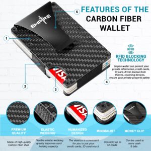 WG INTERNATIONAL Empire Carbon Fiber Wallet, RFID Protected Slim Minimalist Wallet for Men, Holds 12 Cards & 9 Bills, Money Clip, Gift for Working Professionals